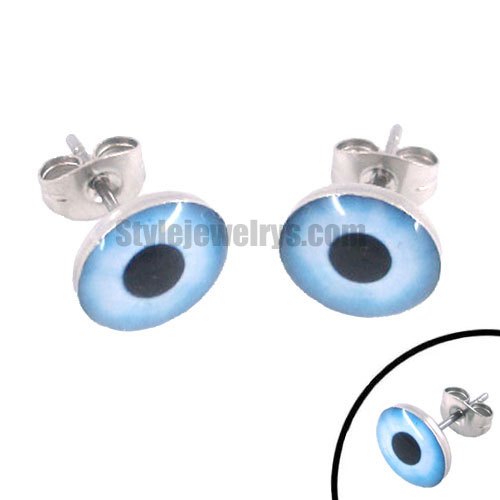 Stainless steel jewelry earring & Light blue eyes Stud Earring SJE370023 - Click Image to Close